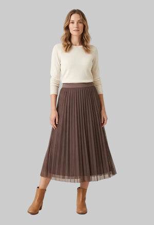 Brown Pleated Skirt