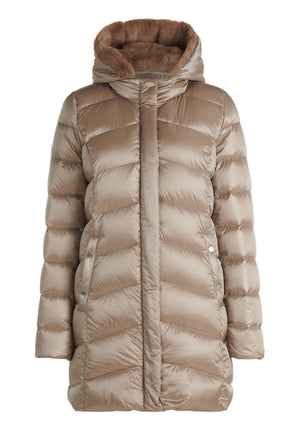 Beige Quilted Down Jacket