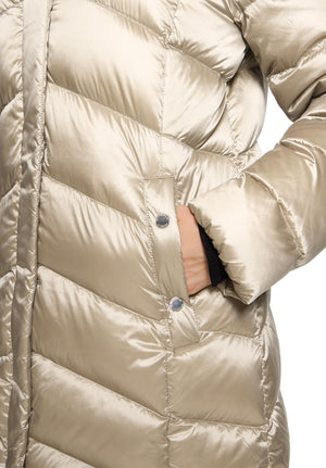 Beige Quilted Down Jacket