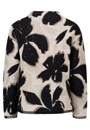 Black Beige Floral Print Jumper
