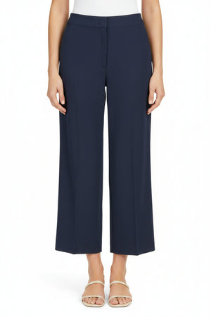 Navy Cropped Wide Leg Trousers