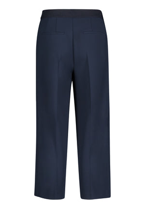 Navy Cropped Wide Leg Trousers