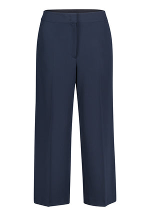 Navy Cropped Wide Leg Trousers