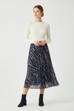 Load image into Gallery viewer, Blue Animal Print Pleated Skirt
