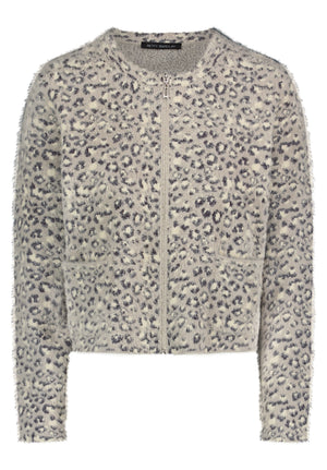 Grey Animal Print Knitted Jacket