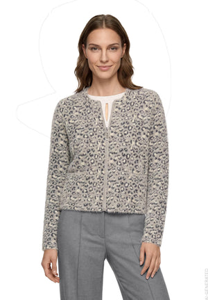 Grey Animal Print Knitted Jacket