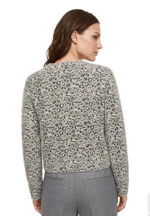 Grey Animal Print Knitted Jacket