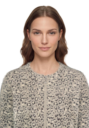 Grey Animal Print Knitted Jacket