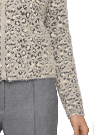 Grey Animal Print Knitted Jacket