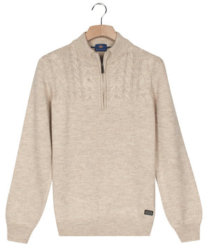 Sand Half Zip Cable Knit