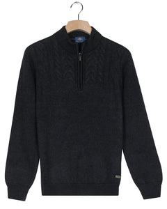 Navy Half Zip Cable Knit