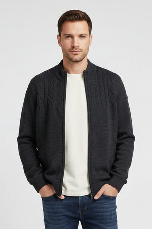 Navy Lined Cable Knit Cardigan