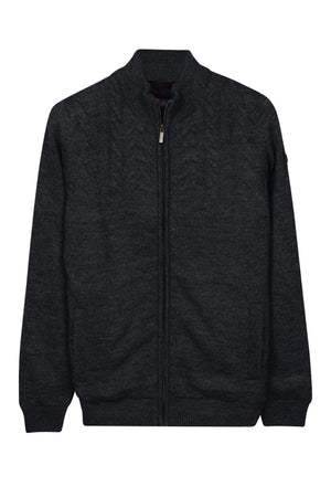 Navy Lined Cable Knit Cardigan