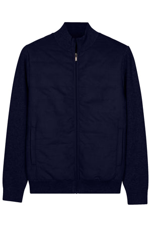 Navy Suede Front Zip Cardigan