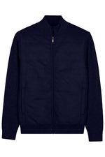 Load image into Gallery viewer, Navy Suede Front Zip Cardigan
