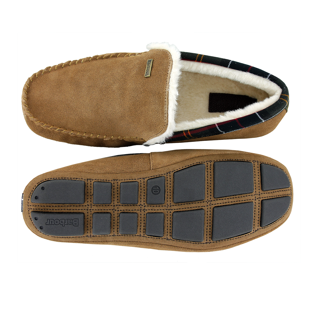 Barbour Monty Suede Slippers Camel