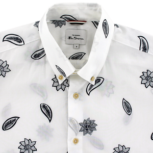 Ben Sherman Floral Print Short Sleeve Shirt White
