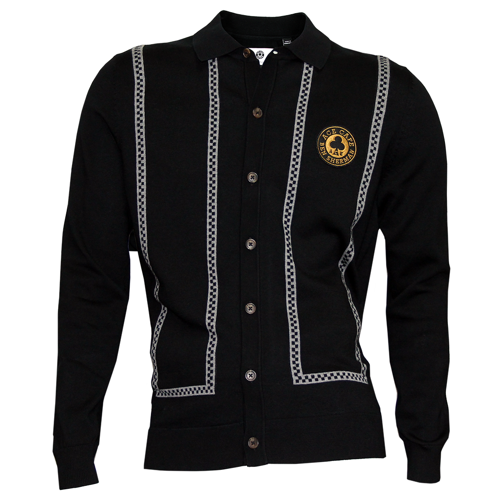 Ben Sherman Chequerboard Button Through Black