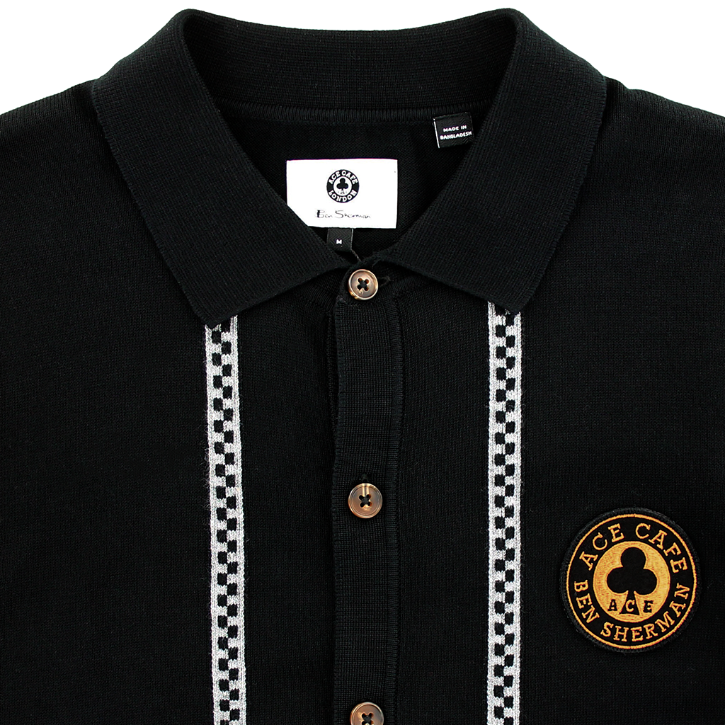 Ben Sherman Chequerboard Button Through Black