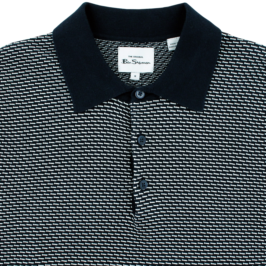 Ben Sherman Bicoloured Textured Polo Navy