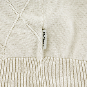 Ben Sherman Argyle Stripe Knitted Polo Ivory