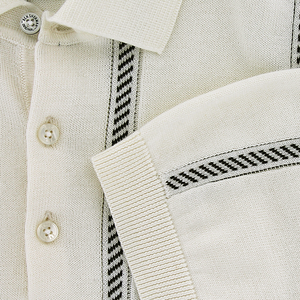 Ben Sherman Jacquard Stripe Knitted Polo Ivory