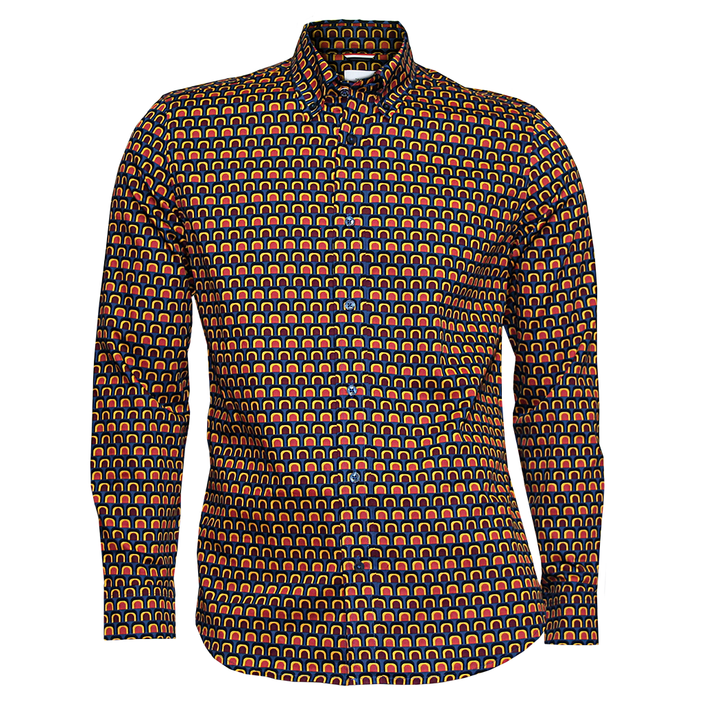 Ben Sherman Retro Print Shirt Wine