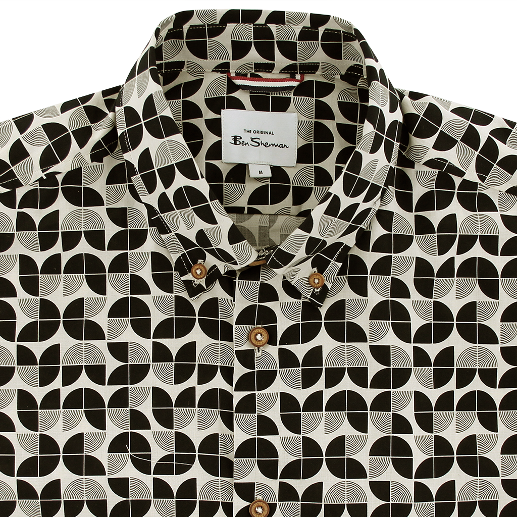 Ben Sherman Linear Print Short Sleeve Shirt Black