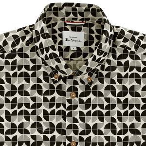 Ben Sherman Linear Print Short Sleeve Shirt Black
