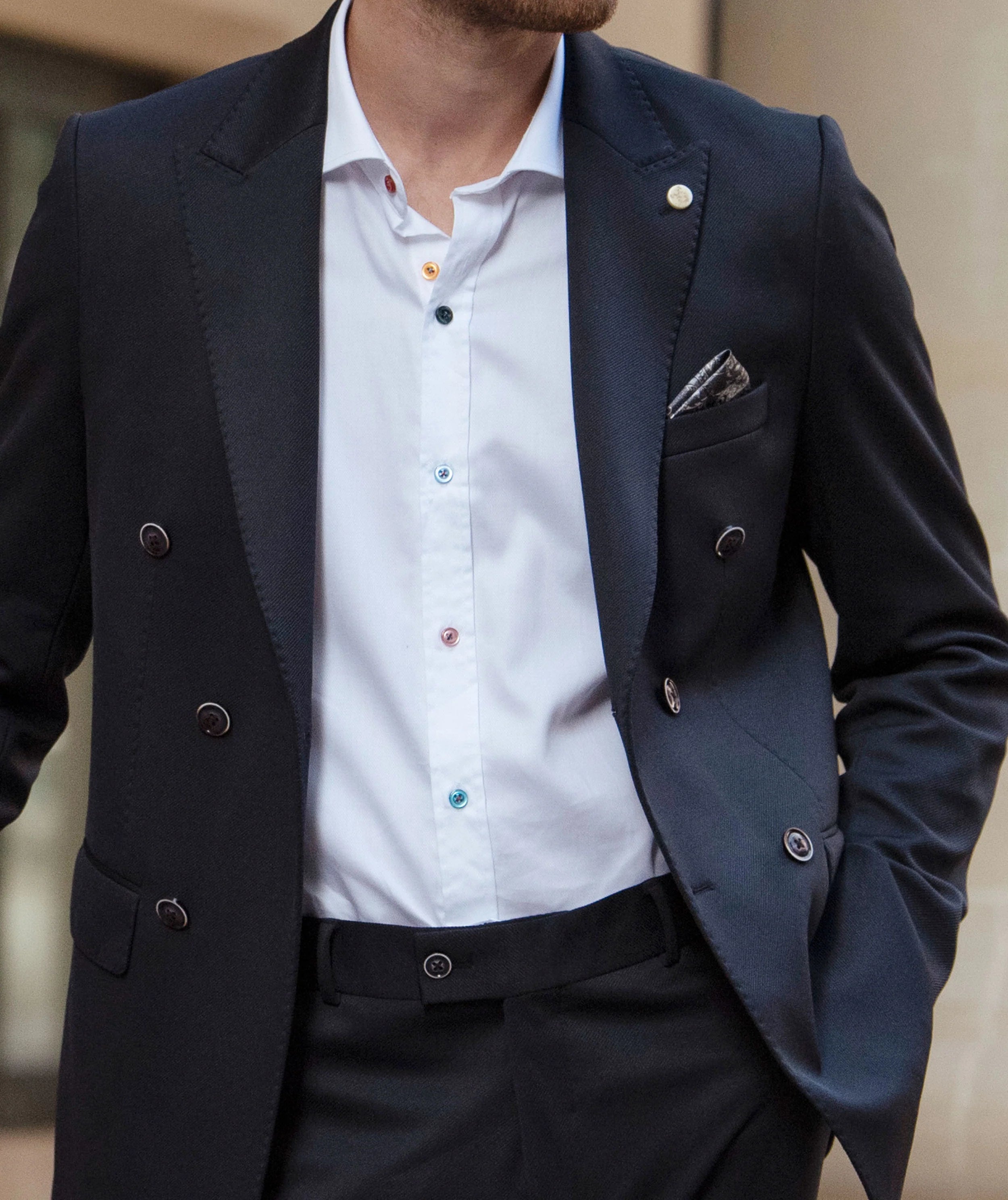 Guide London Double Breasted Twill Blazer Navy