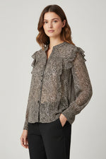 Load image into Gallery viewer, Brown Floral Print Blouse
