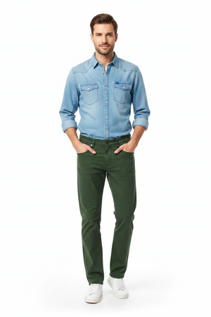 Olive Five Pocket Chinos