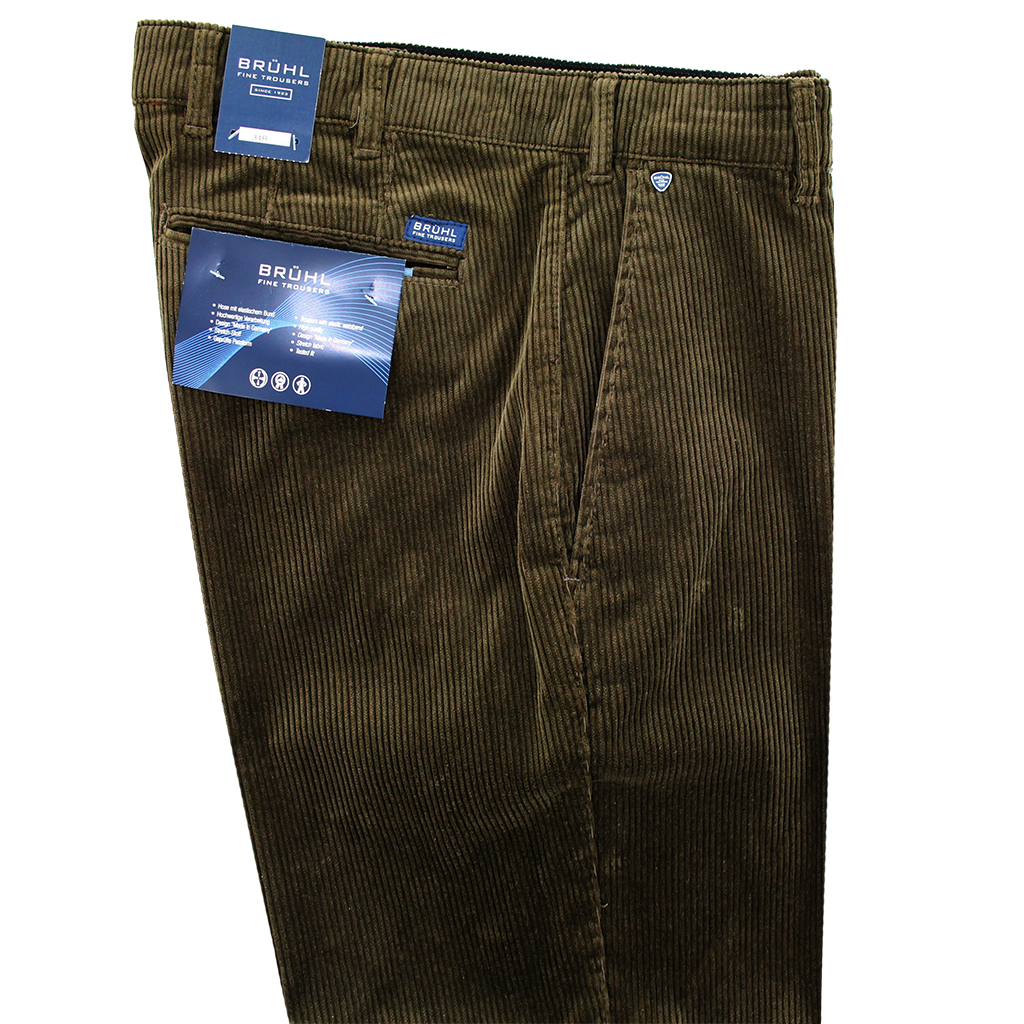 Bruhl Parma Stretch Cotton Corduroy Seaweed Trouser Regular Leg