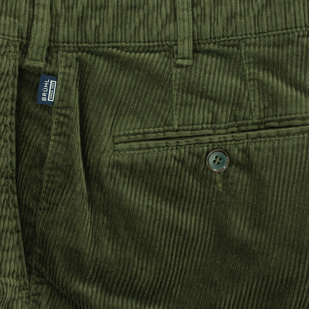 Bruhl Parma Stretch Cotton Corduroy Green Trouser Long Leg