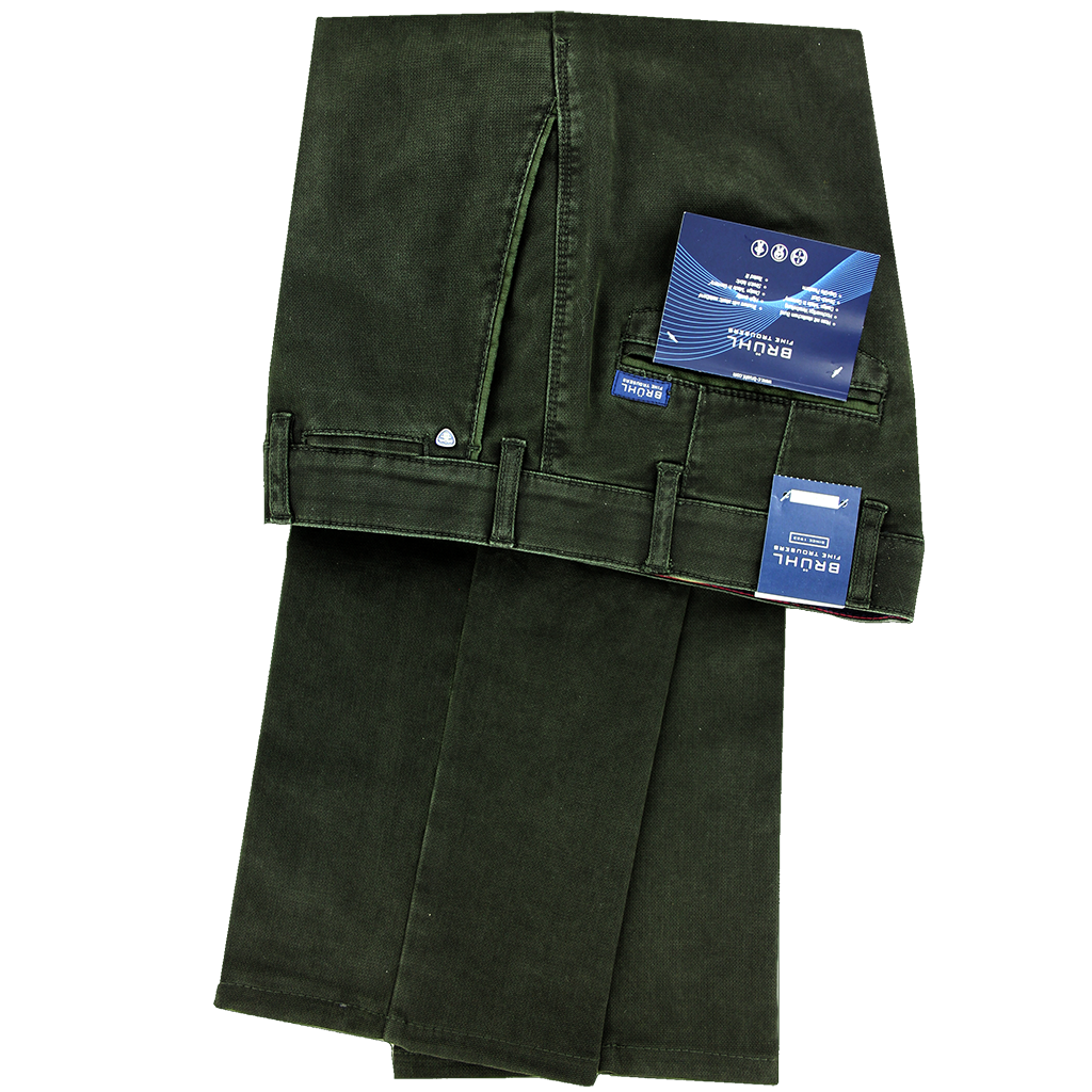 Bruhl Venice Textured Cotton Green Trouser Regular Leg