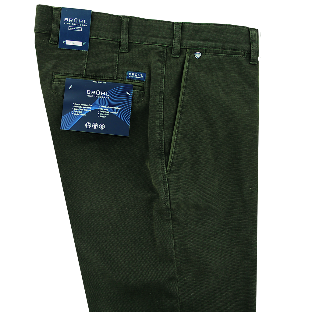 Bruhl Venice Textured Cotton Green Trouser Regular Leg