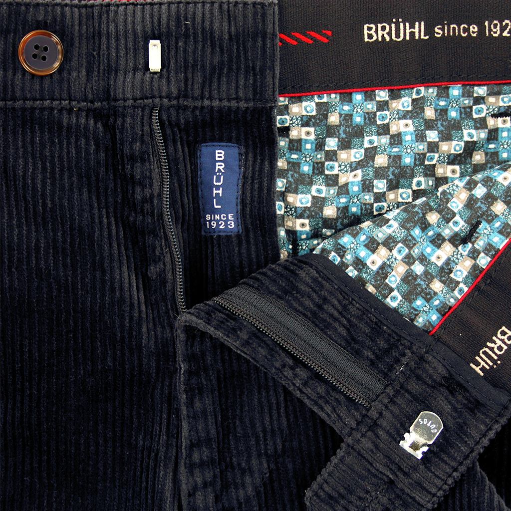 Navy Corduroy Trousers Regular Leg