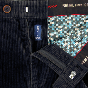 Navy Corduroy Trousers Regular Leg