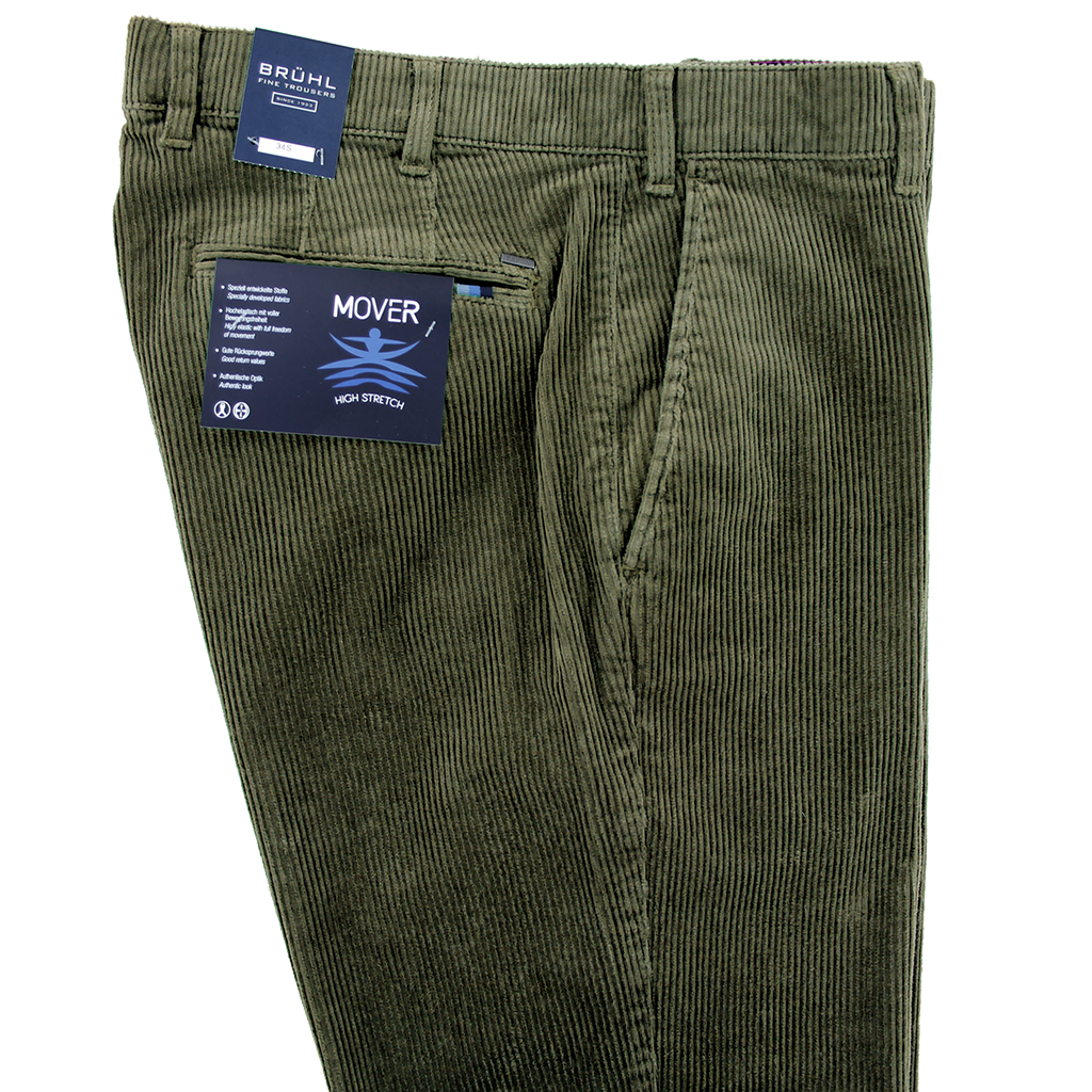 Olive Corduroy Trousers Regular Leg