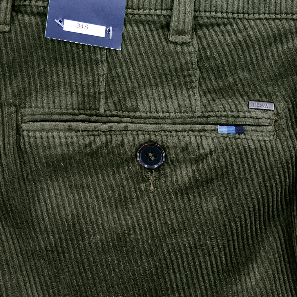 Olive Corduroy Trousers Regular Leg