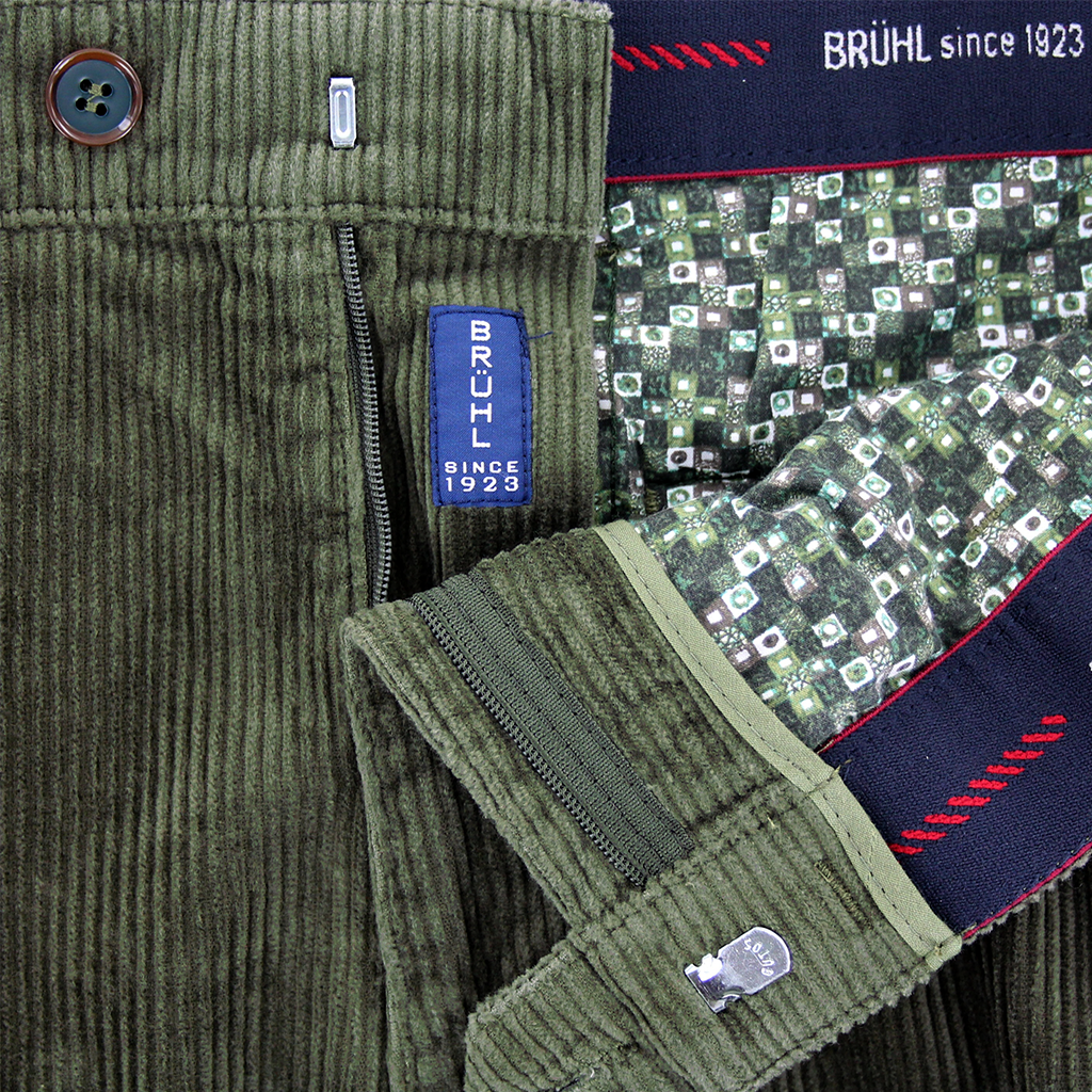 Olive Corduroy Trousers Regular Leg