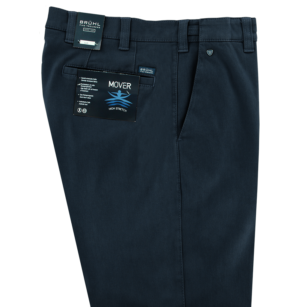 Bruhl Leeds Giza Cotton Blue Trouser Long Leg