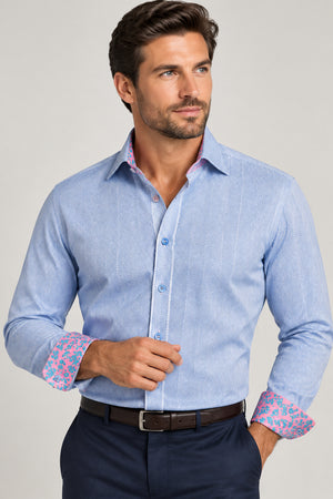 Sky Herringbone Jacquard Shirt