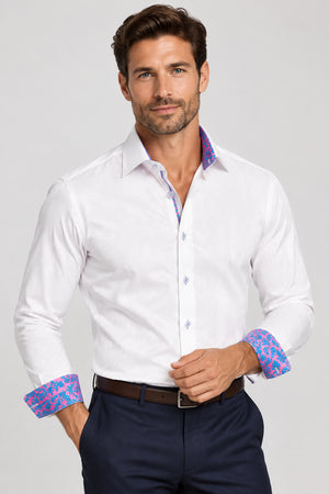 White Herringbone Jacquard Shirt
