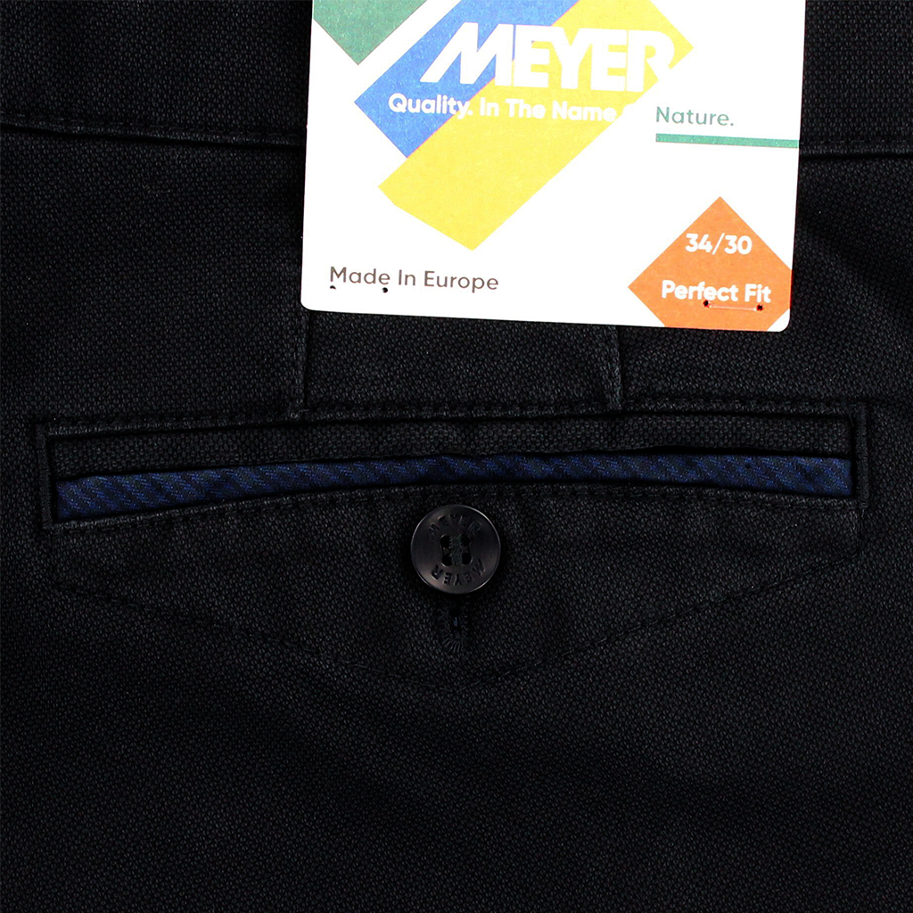 Meyer Micro Structure Cotton Trouser Chicago Navy Regular Leg