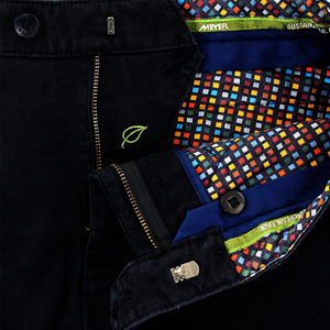 Meyer Micro Structure Cotton Trouser Chicago Navy Long Leg