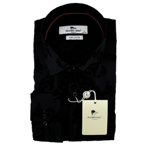 Claudio Lugli Flocked Paisley Shirt Black