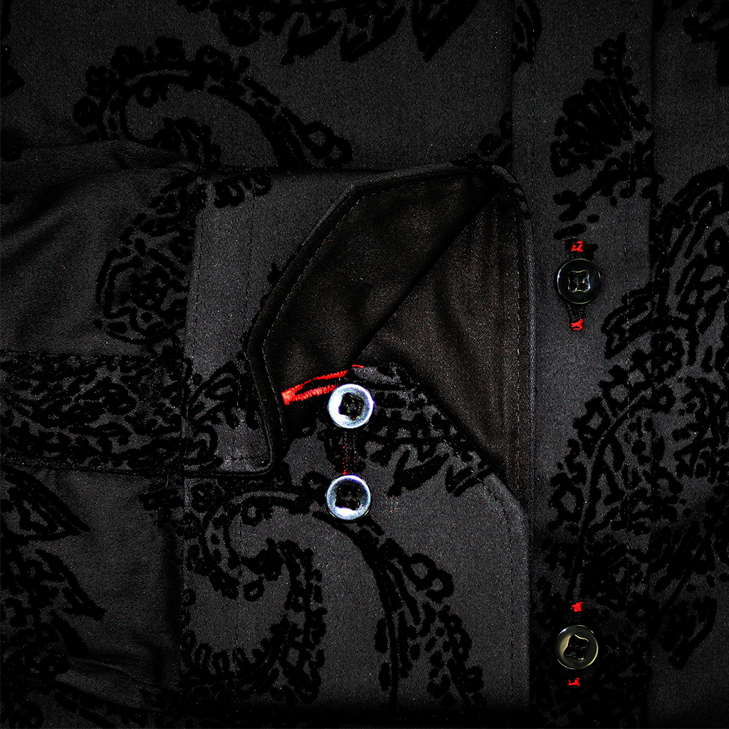 Claudio Lugli Flocked Paisley Shirt Black