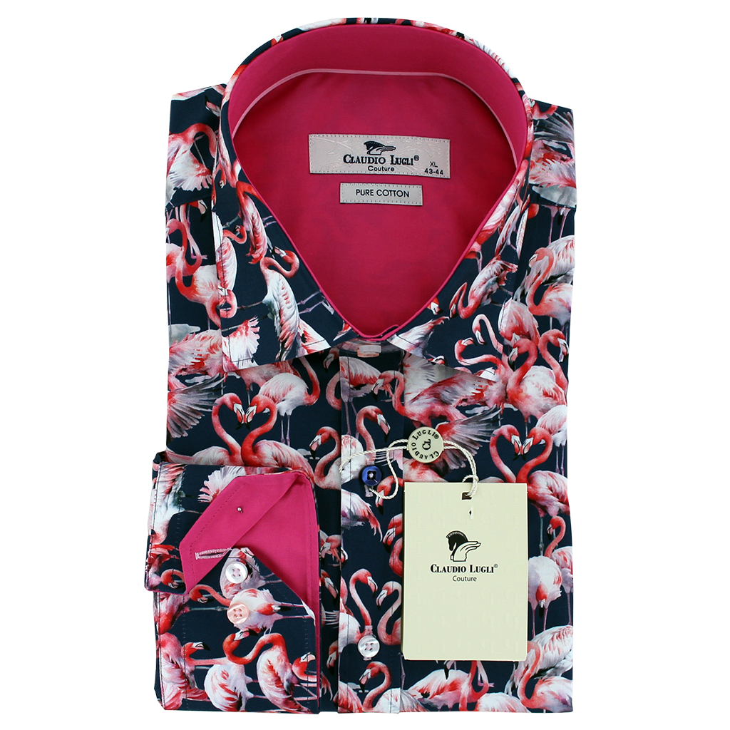 Claudio Lugli Flamboyance of Flamingos Shirt Navy
