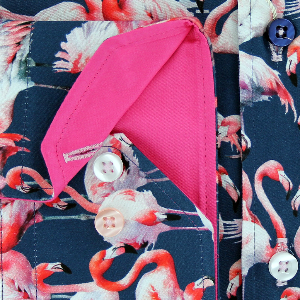 Claudio Lugli Flamboyance of Flamingos Shirt Navy